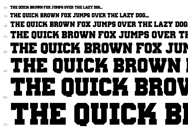 Wanted M54 font waterfall